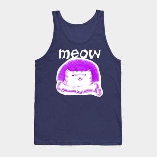 meow cute white cat funny cartoon Tank Top